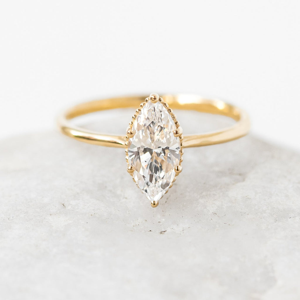 1.0 CT Marquise Cut Solitaire Moissanite Engagement Ring
