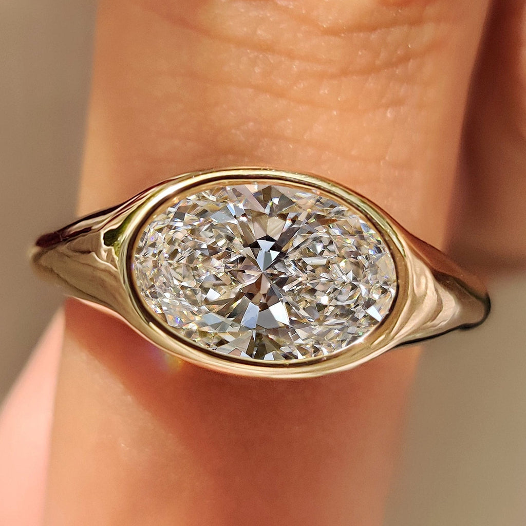 Solitaire Oval Diamond Ring in Bezel Setting
