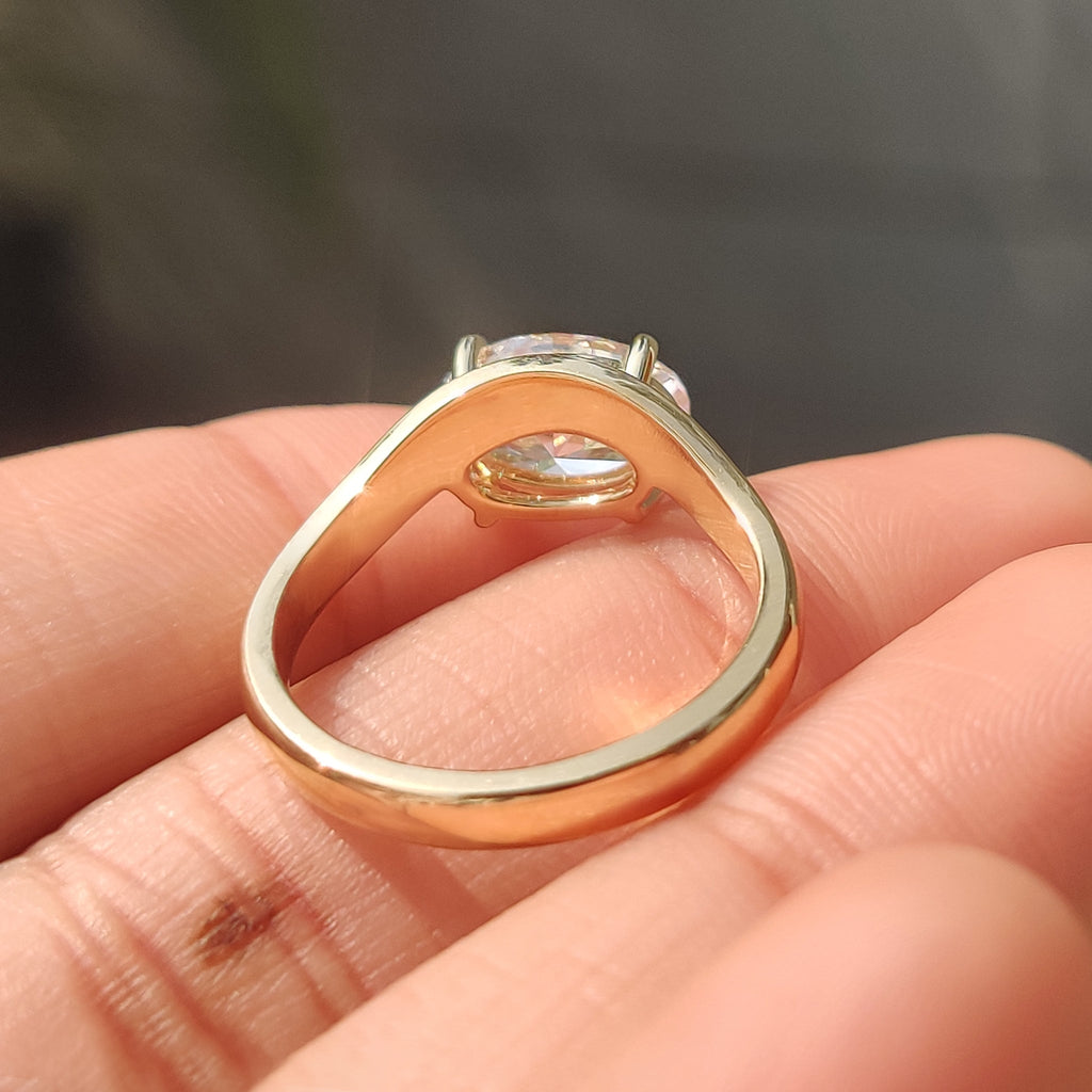 Solitaire Oval Cut Diamond Ring in East to West Setting