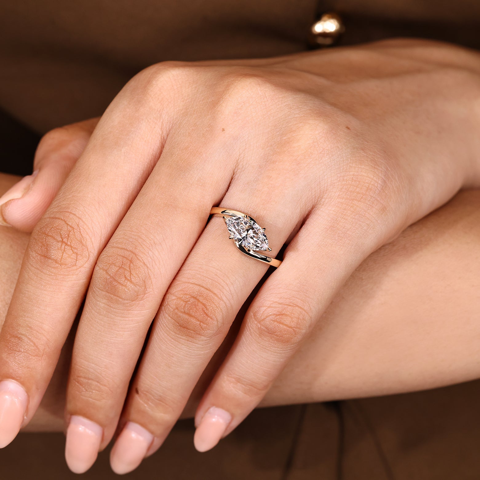 Solitaire Marquise Engagement Ring In East To West Setting