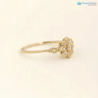 Edelweiss Floral Vintage Round cut diamond engagement ring DisneyValley