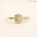 Edelweiss Floral Vintage Round cut diamond engagement ring DisneyValley