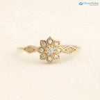 Edelweiss Floral Vintage Round cut diamond engagement ring DisneyValley