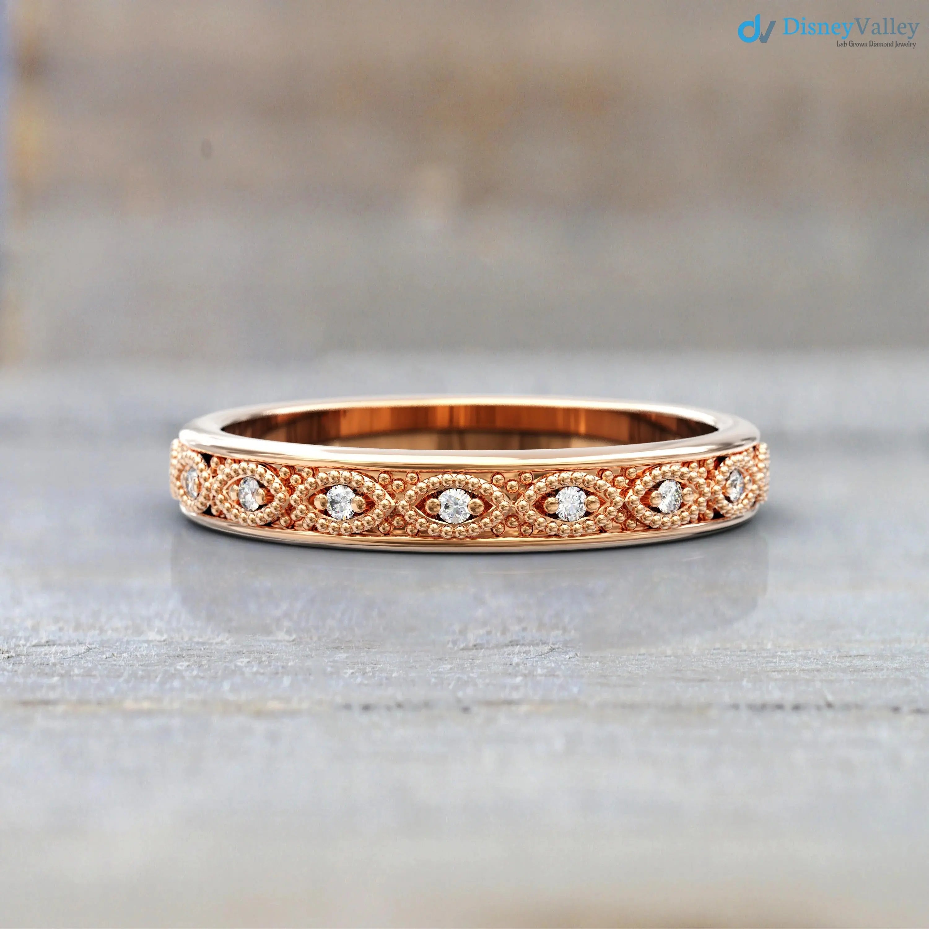 Elegant 14k Rose Gold Diamond Eternity Ring for Women DisneyValley Main image