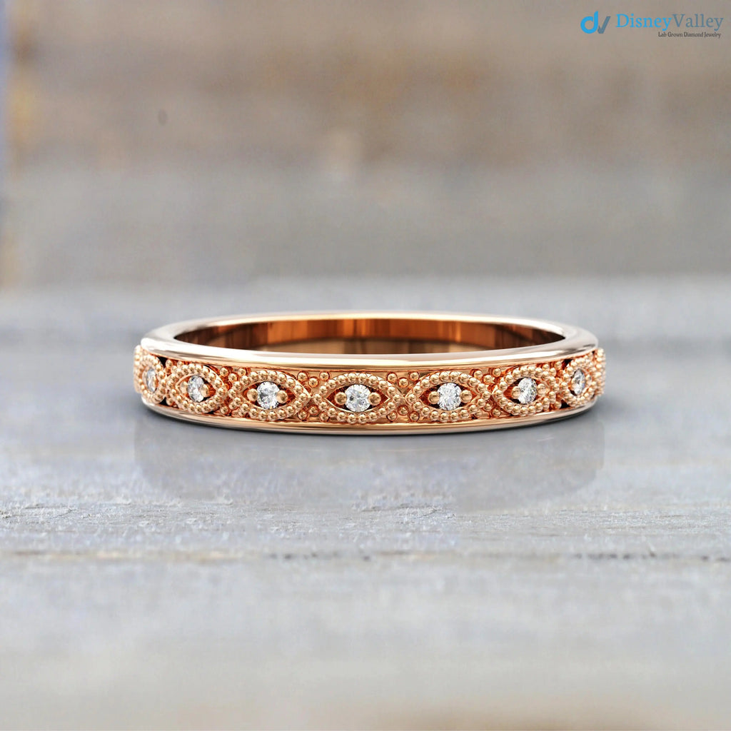 Elegant 14k Rose Gold Diamond Eternity Ring for Women DisneyValley