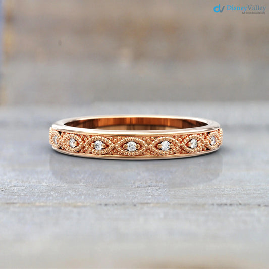 Elegant 14k Rose Gold Diamond Eternity Ring for Women DisneyValley