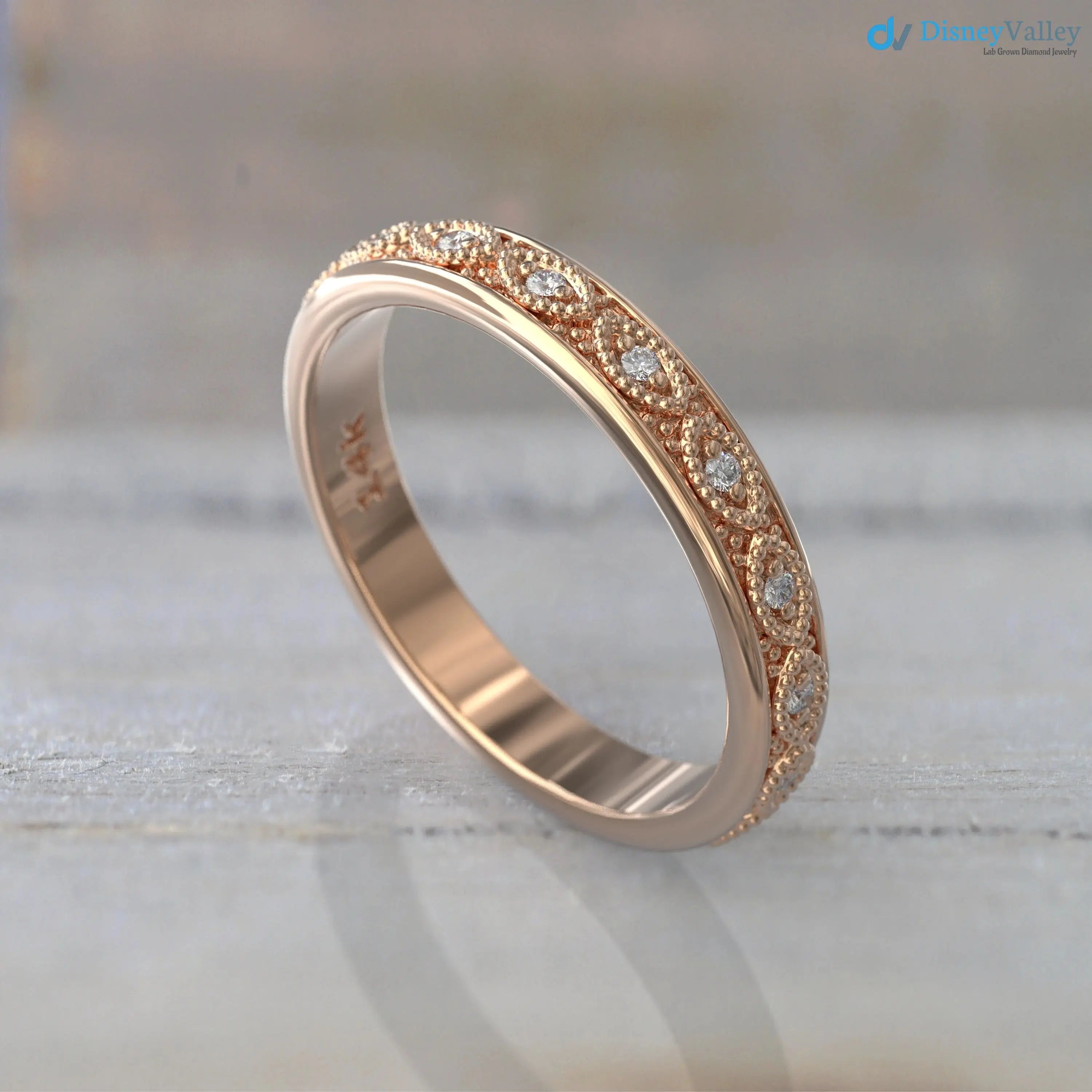 Elegant 14k Rose Gold Diamond Eternity Ring for Women DisneyValley