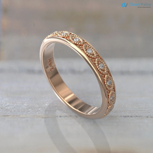 Elegant 14k Rose Gold Diamond Eternity Ring for Women DisneyValley
