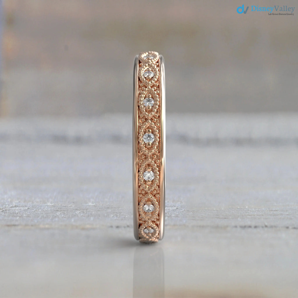 Elegant 14k Rose Gold Diamond Eternity Ring for Women DisneyValley