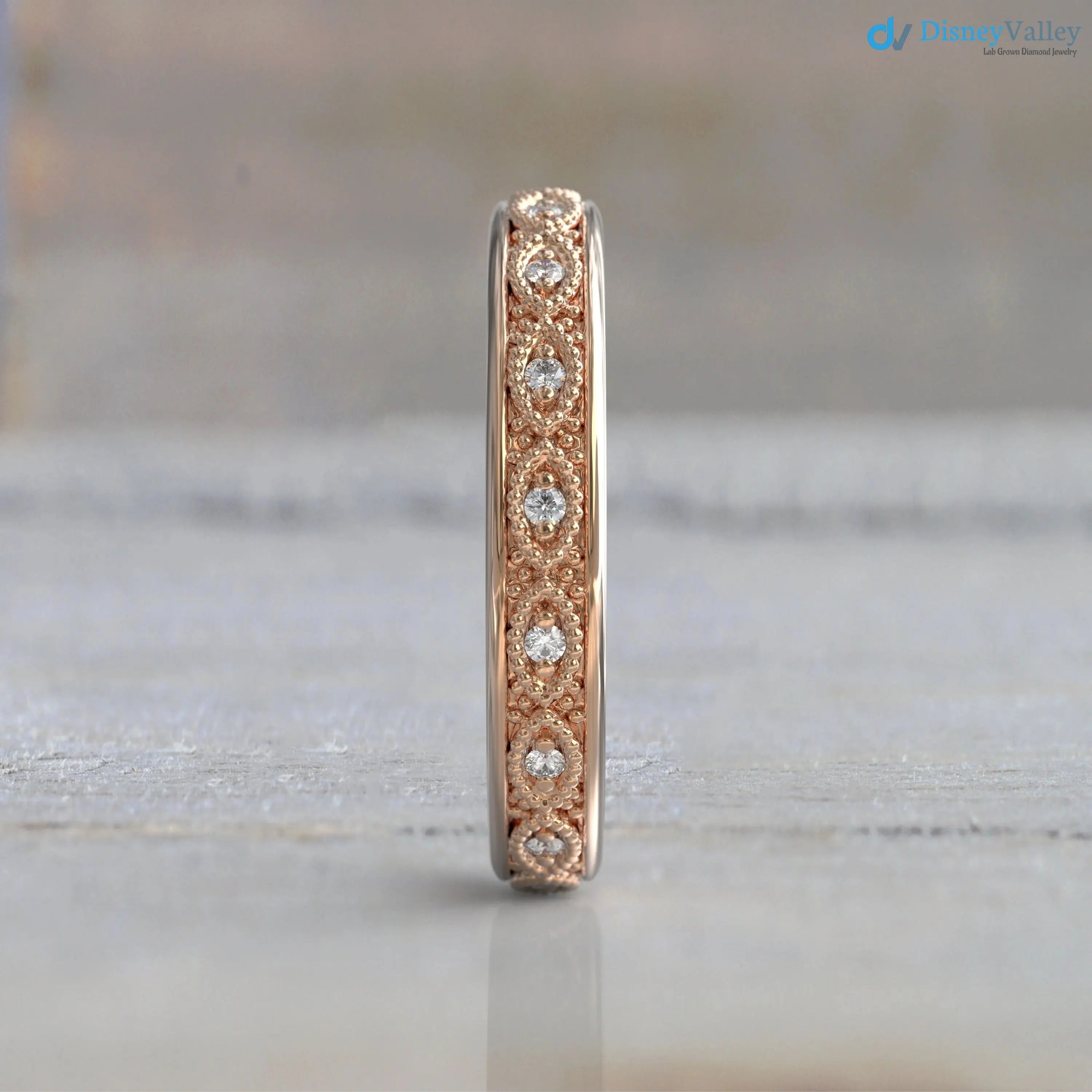 Elegant 14k Rose Gold Diamond Eternity Ring for Women DisneyValley