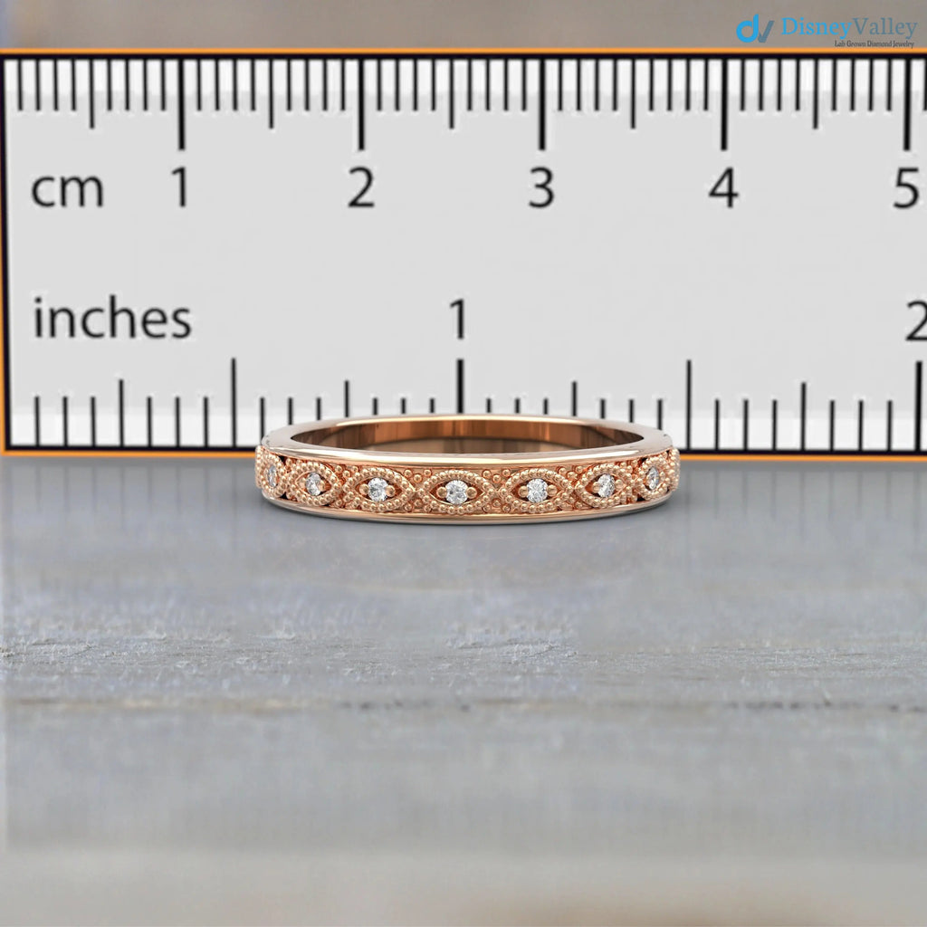 Elegant 14k Rose Gold Diamond Eternity Ring for Women DisneyValley