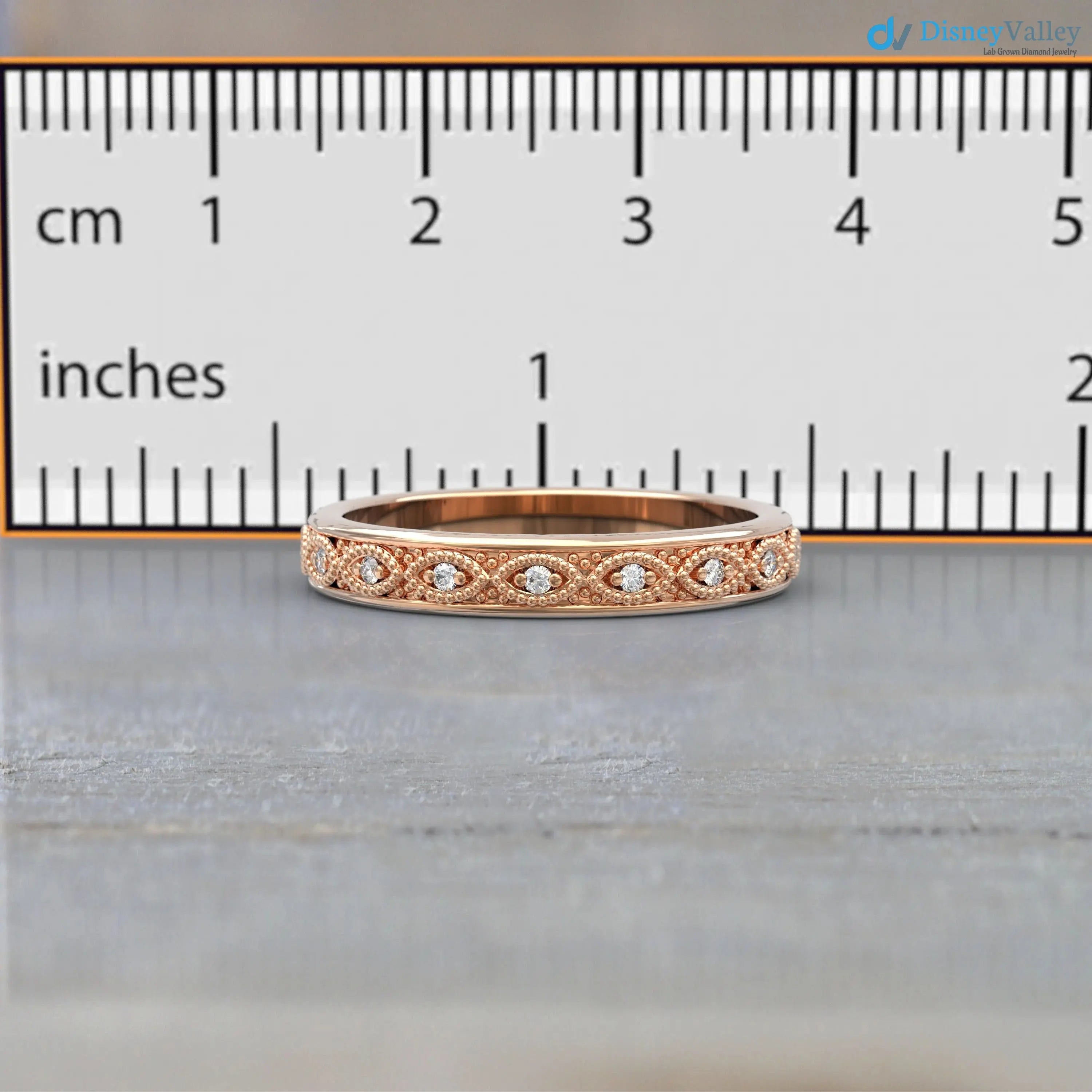 Elegant 14k Rose Gold Diamond Eternity Ring for Women DisneyValley