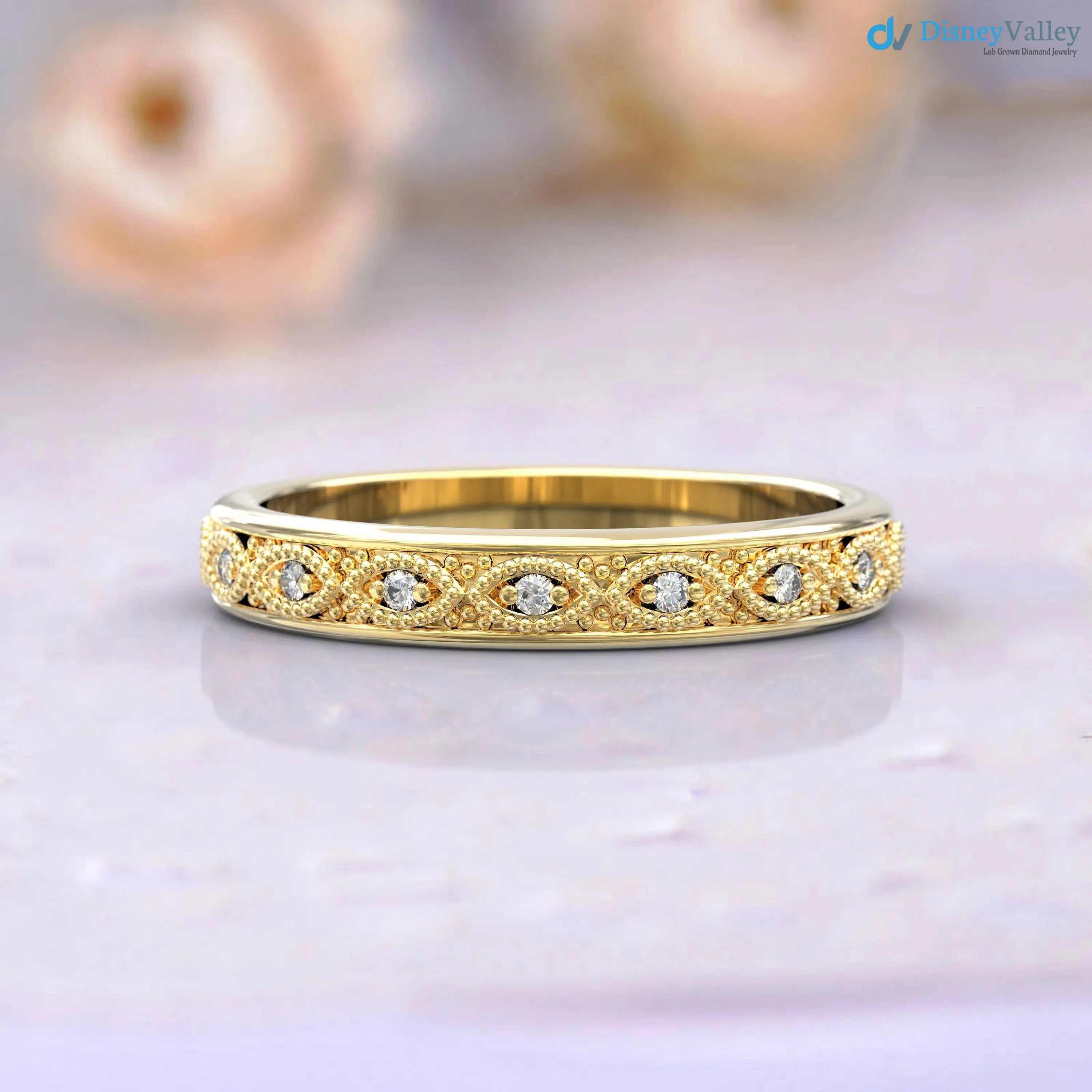 Elegant 14k Rose Gold Diamond Eternity Ring for Women DisneyValley