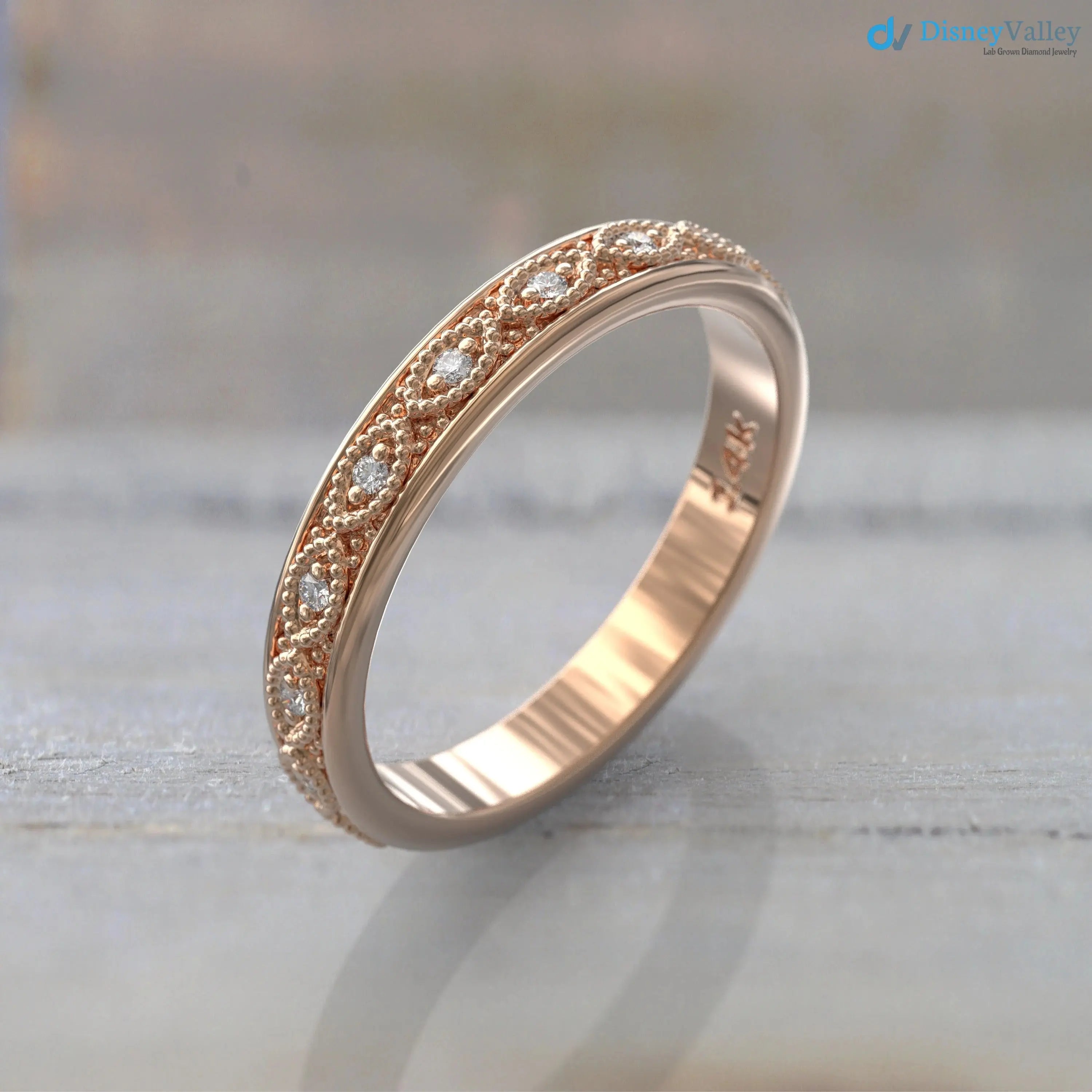 Elegant 14k Rose Gold Diamond Eternity Ring for Women DisneyValley
