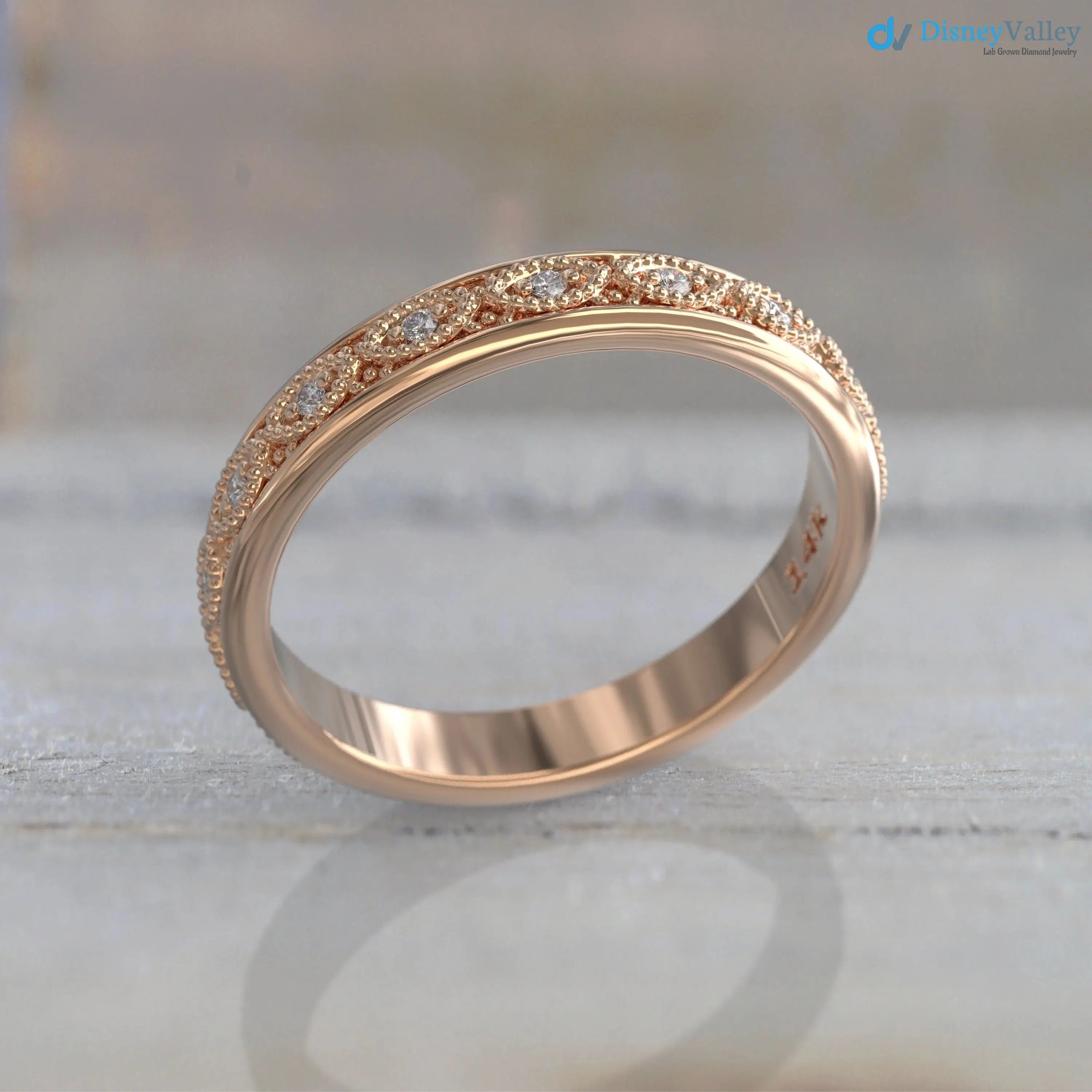 Elegant 14k Rose Gold Diamond Eternity Ring for Women DisneyValley