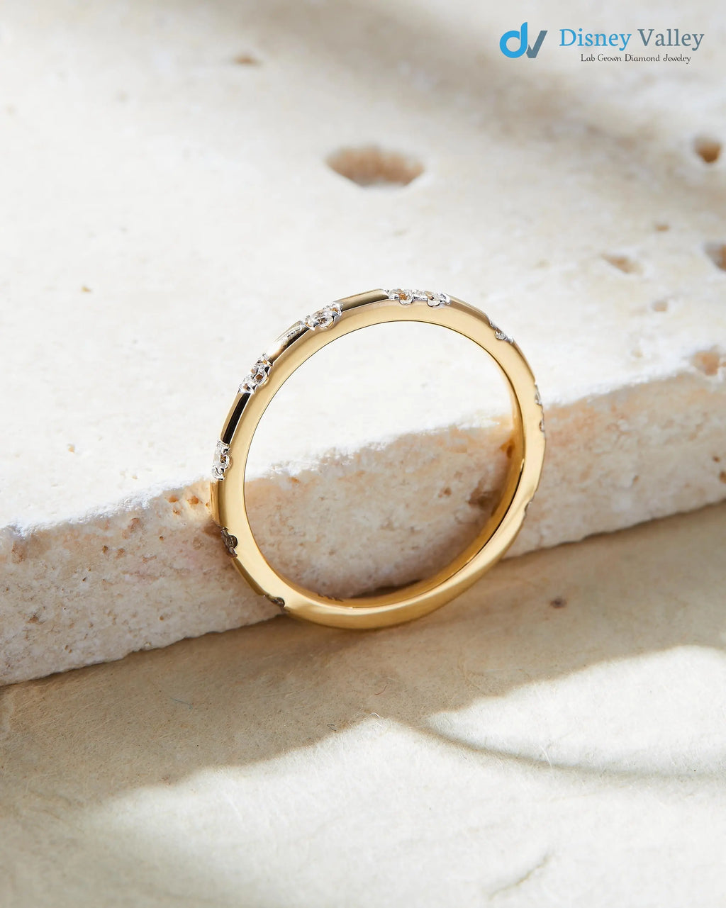 Elegant Stackable Ring with .25 Carat Lab-Grown Diamonds Gold Eternity Band - DisneyValley
