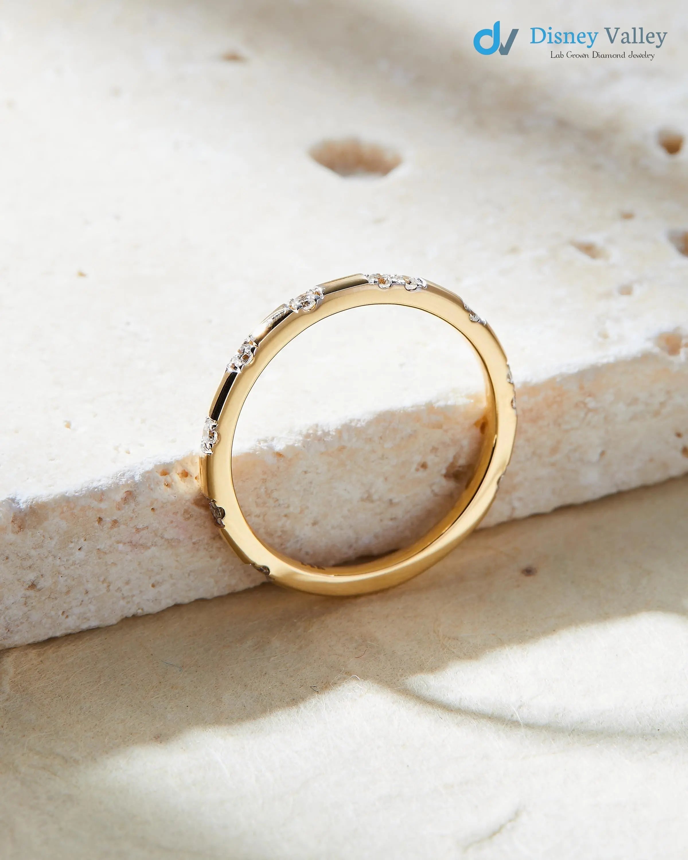 Elegant Stackable Ring with .25 Carat Lab-Grown Diamonds Gold Eternity Band - DisneyValley