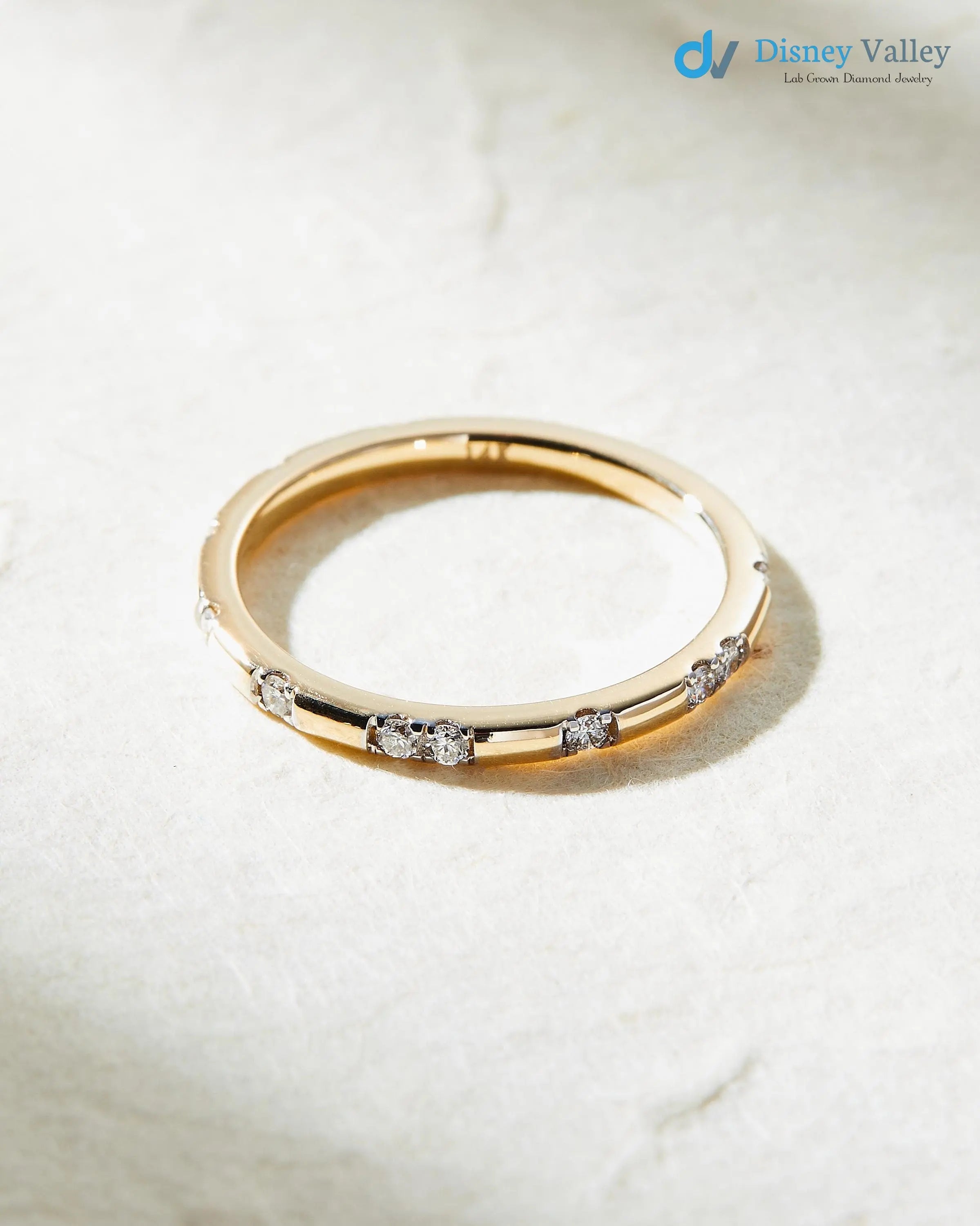 Elegant Stackable Ring with .25 Carat Lab-Grown Diamonds Gold Eternity Band - DisneyValley