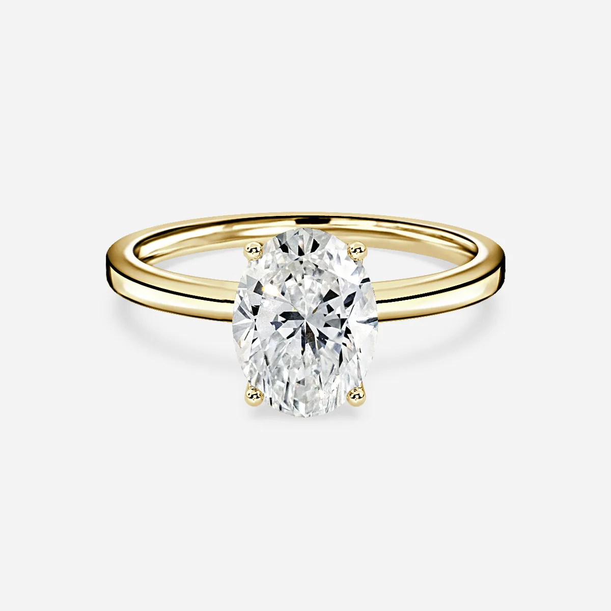 2.0 CT-2.10 CT Oval Moissanite Hidden Halo Engagement Ring