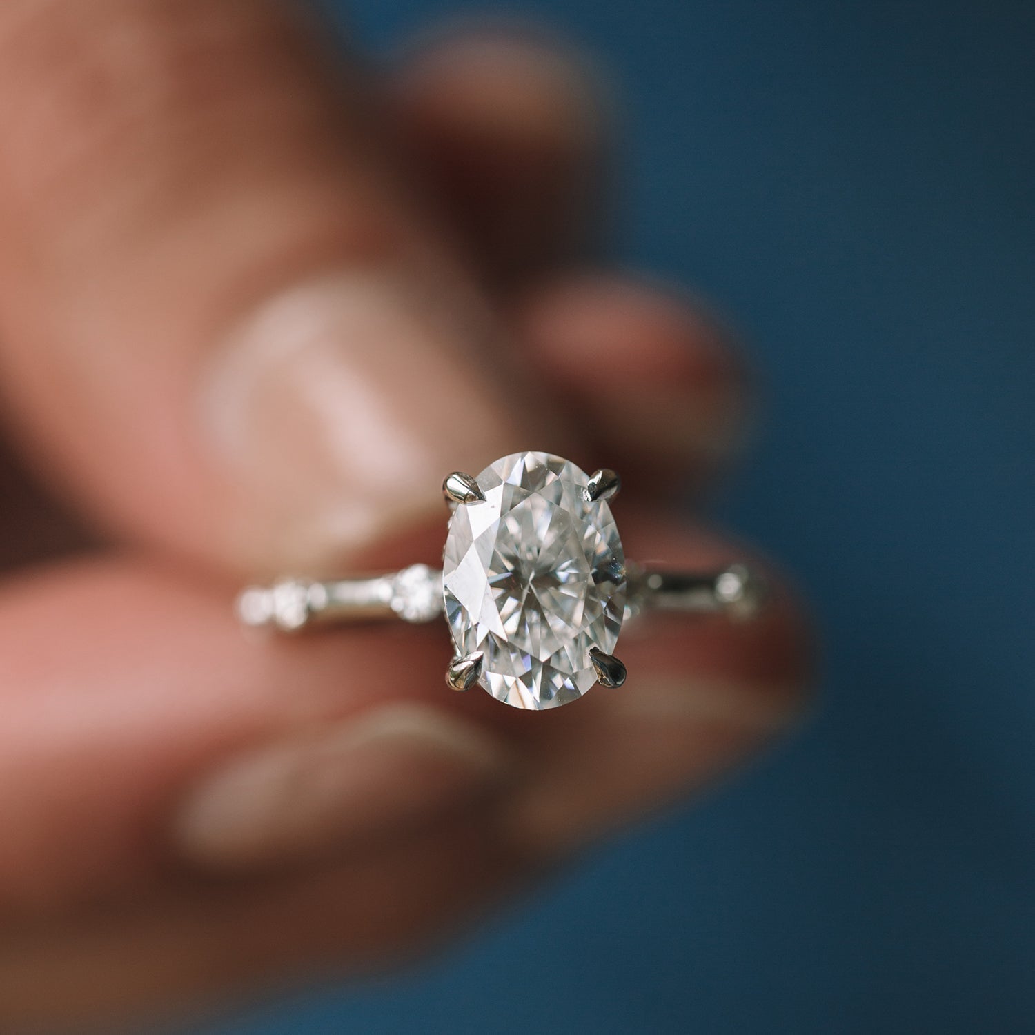 1.10 - 3.10 CT Oval Moissanite Dainty Style Engagement Ring