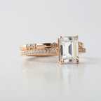 1.60 CT Emerald Cut Pave Setting Moissanite Engagement Ring