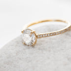 1.0 CT Round Cut Pave Setting Moissanite Engagement Ring