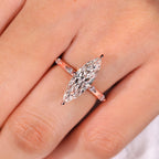 Elongated Marquise Engagement Ring In Distance Pave Style
