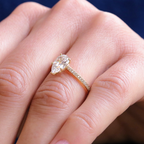 1.33 CT Pear Cut Minimalist Pave Setting Moissanite Engagement Ring