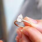 1.33 CT Pear Cut Minimalist Pave Setting Moissanite Engagement Ring