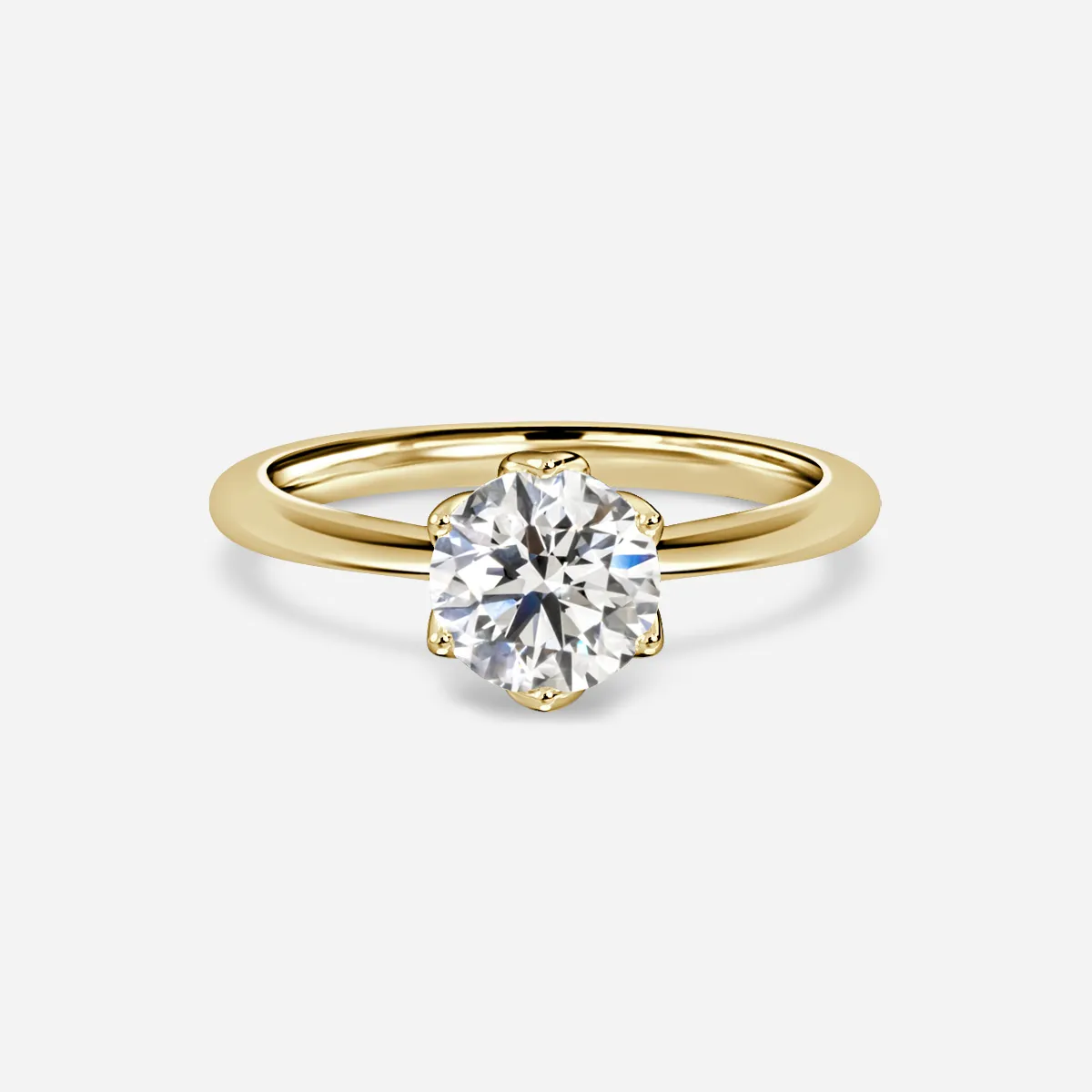 1.0 CT- 2.0 CT Round Moissanite Solitaire Engagement Ring