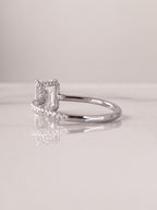 2.0 CT Emerald Cut Moissanite Hidden Halo Engagement Ring
