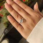 Old Mine Emerald Cut Nature Inspired Ring in Leaf Style Prong