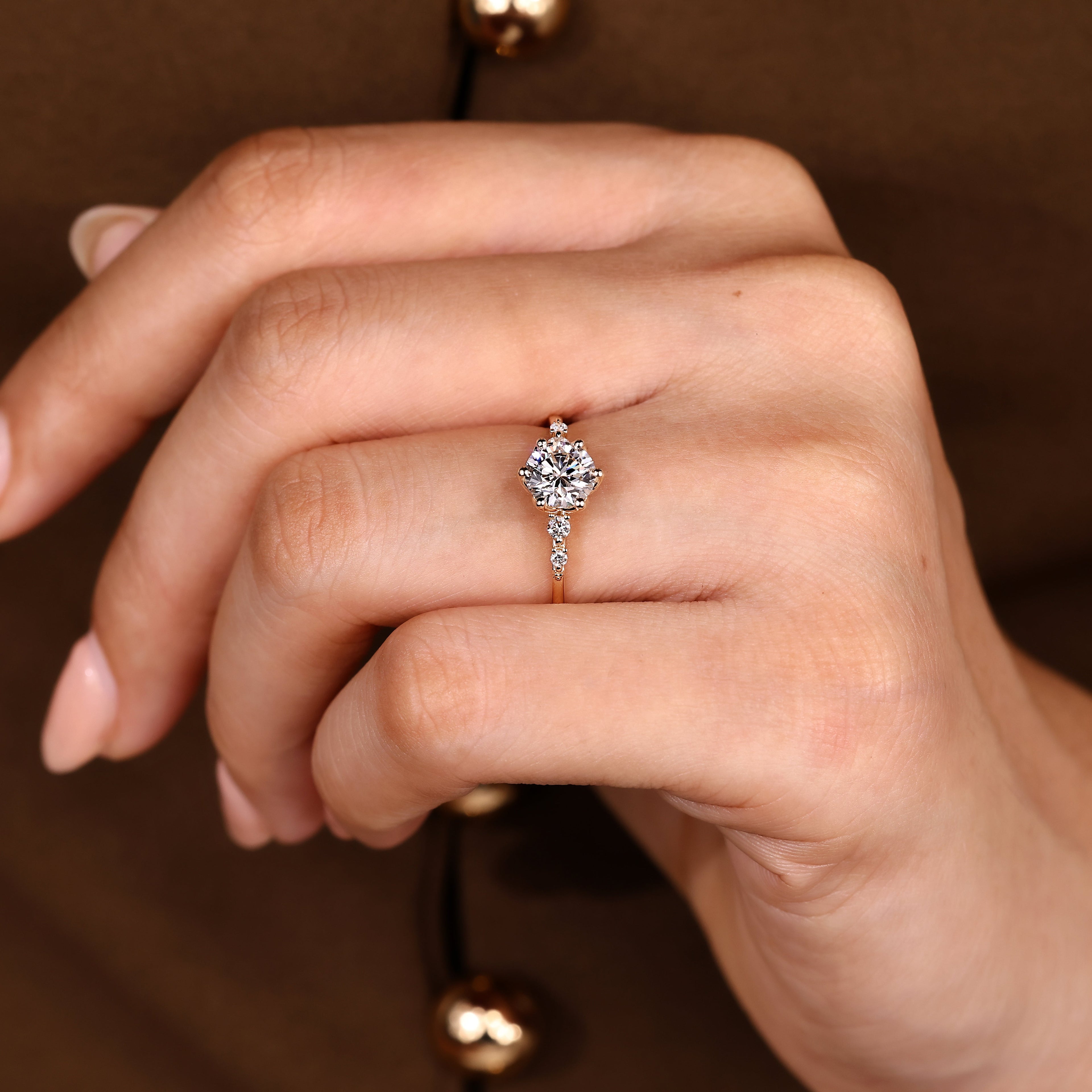 Five Stone Style Round Cut Diamond Ring