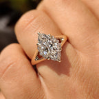 Marquise Diamond Ring In Hidden Flower Pink Ruby