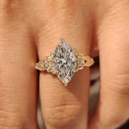 Flower Design Marquise Cut Diamond Ring In Vintage Style