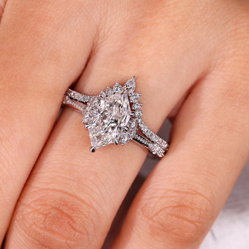 Dutch Marquise Engagement Ring With Wedding Band In Stackable Style
