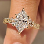 Art Deco Dutch Marquise Ring in Milgrain Details