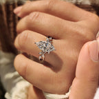 Marquise Cut Ring with Round Side Stone in Nature Inspired Style