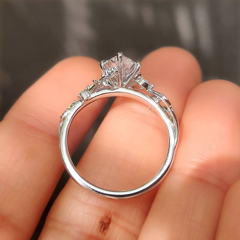 Nature Inspired Dutch Marquise Diamond Ring With Cluster Setting