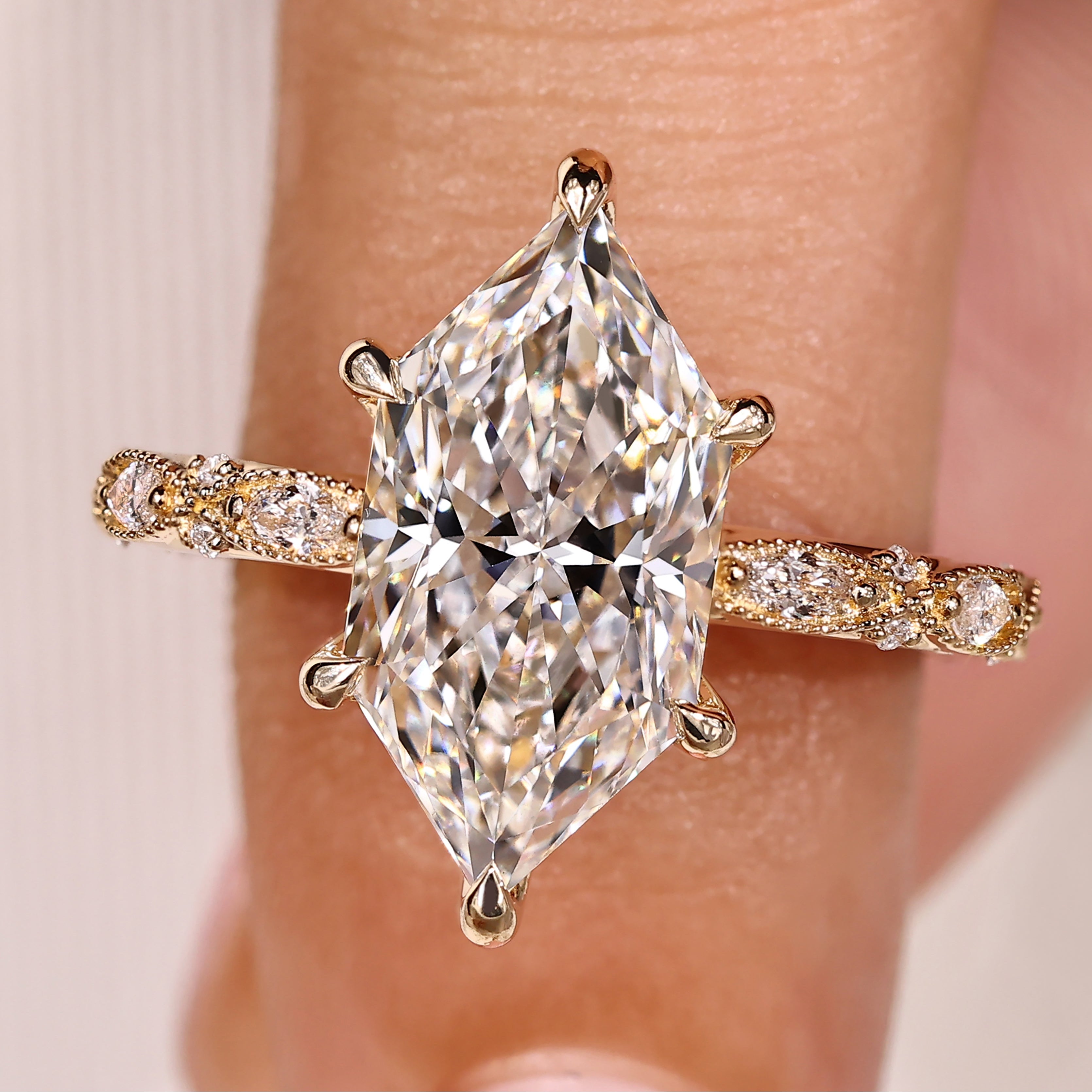 Dutch Marquise Vintage Inspired Engagement Ring with Pave Main image