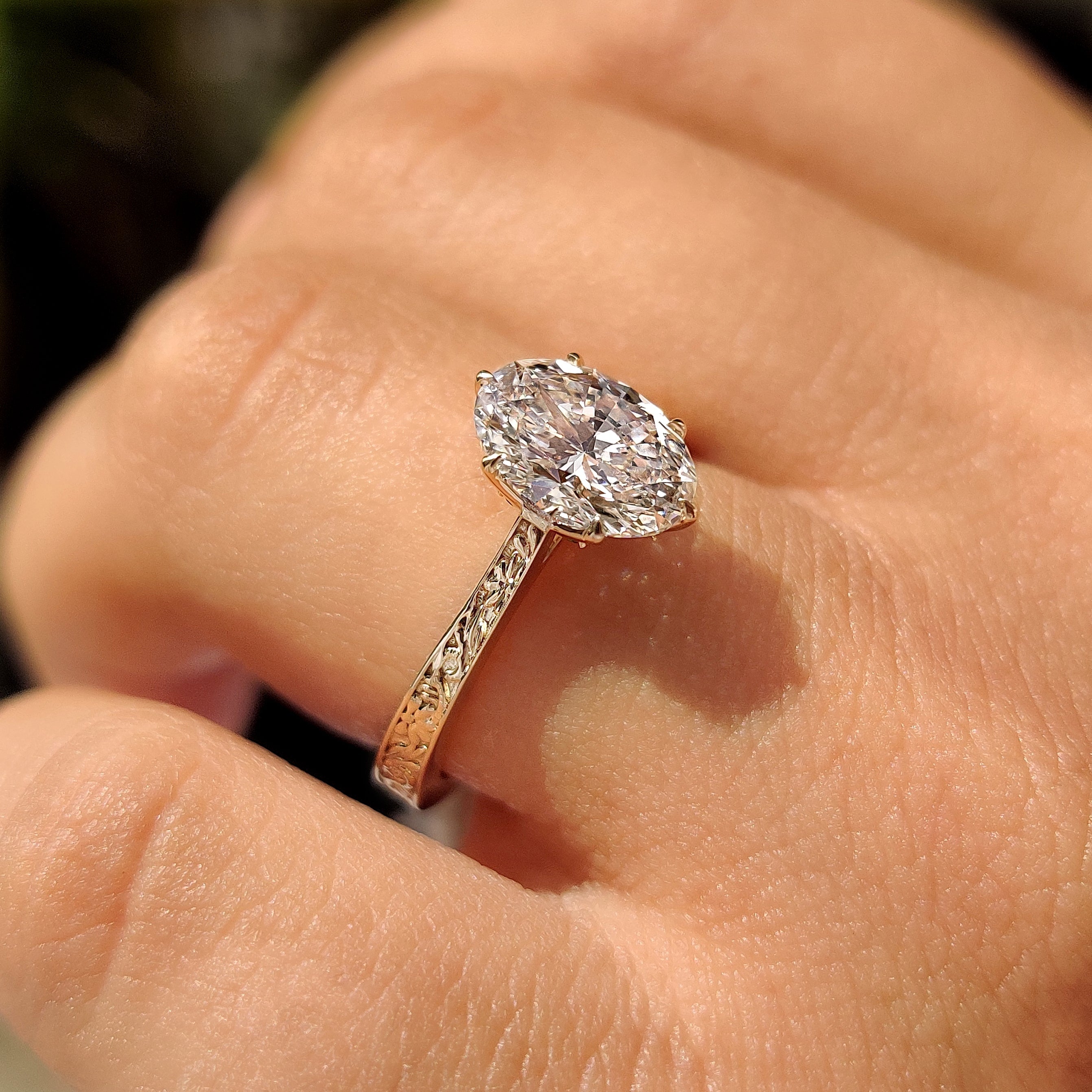 Oval Diamond Ring with Solitaire Setting