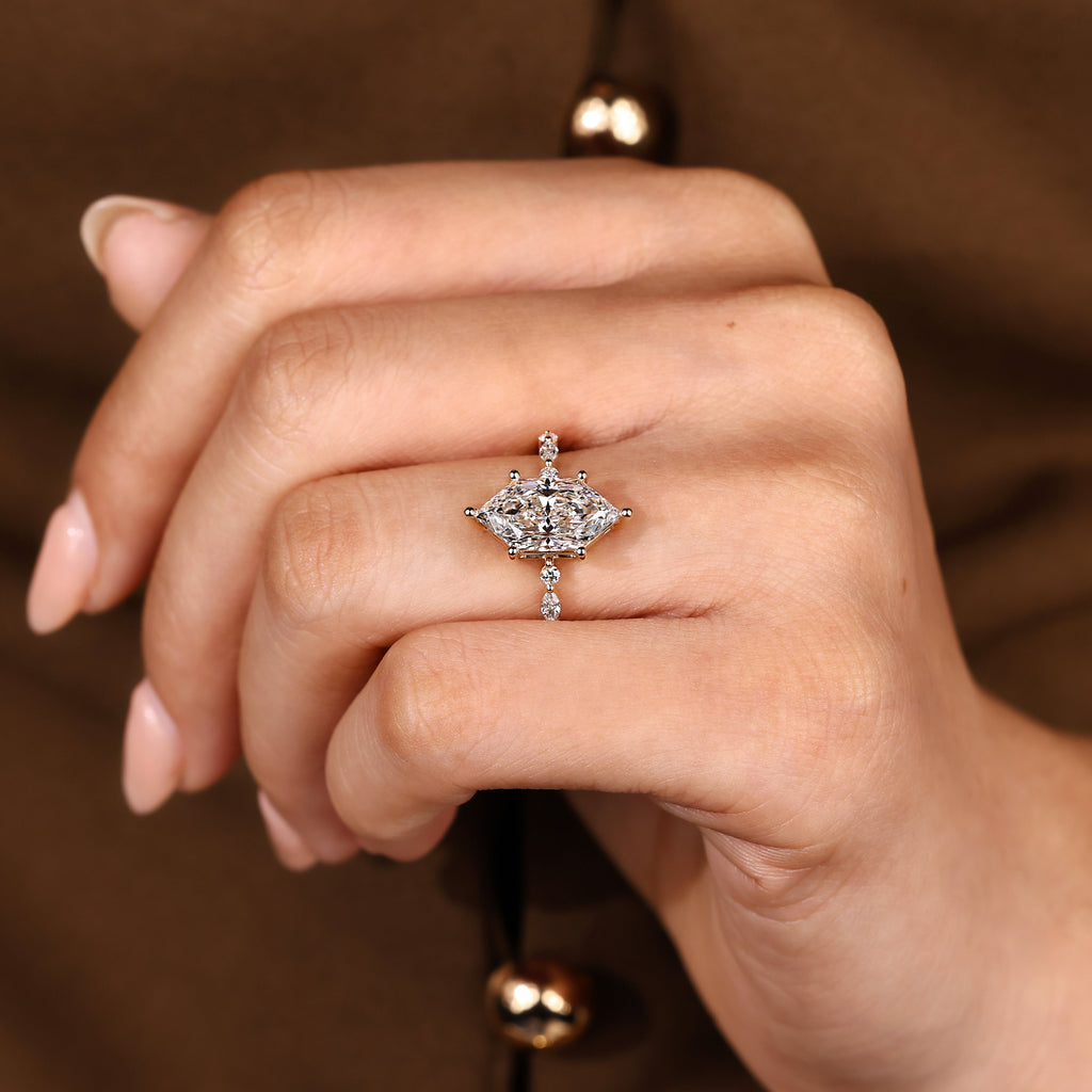 Dutch Marquise Engagement Ring With Distance Pave Prong Style
