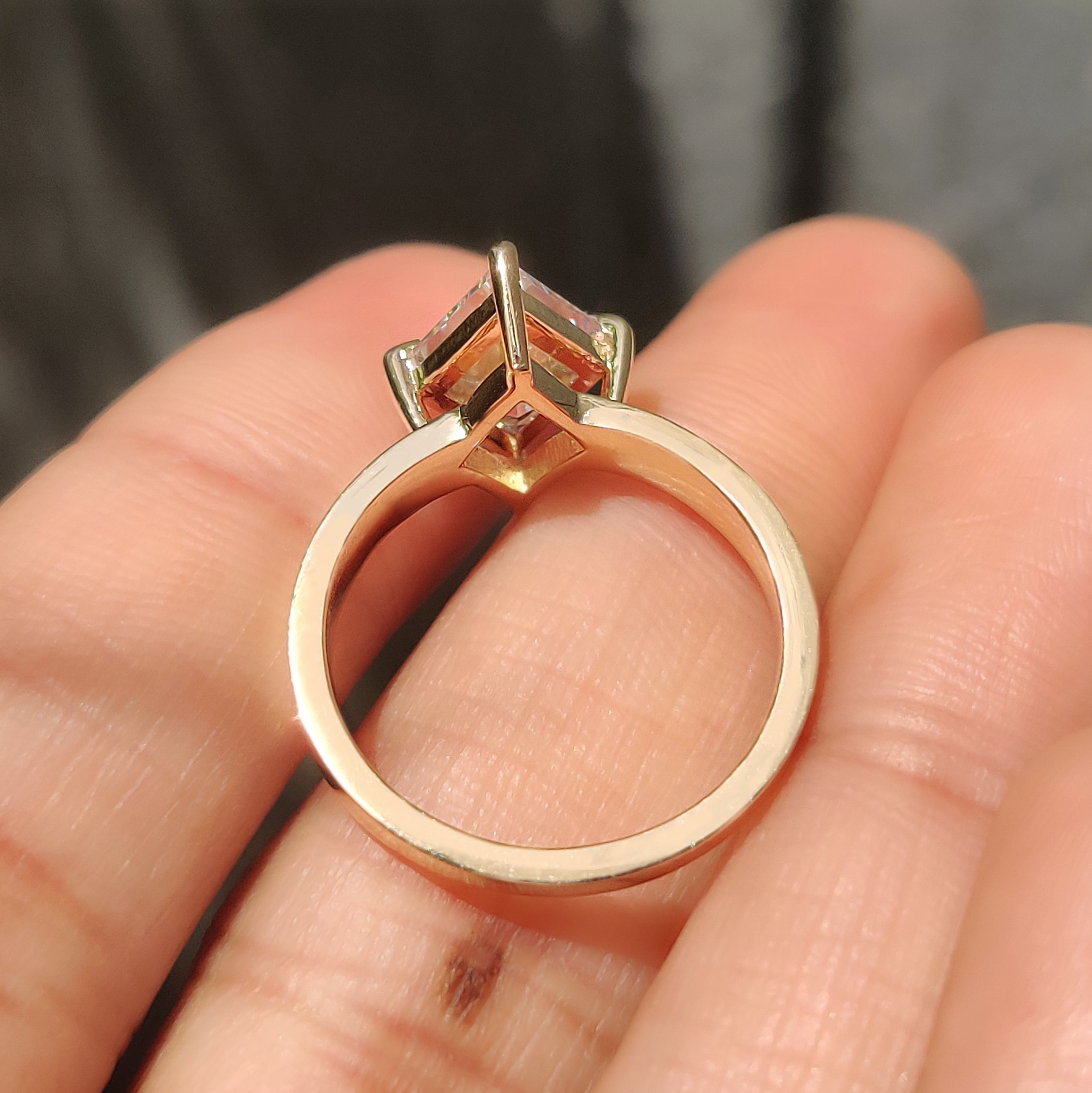 Lozenge Cut Engagement Ring in Solitaire Style