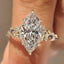 Marquise Diamond Ring in Nature Inspired Style with Amethyst Gemstone