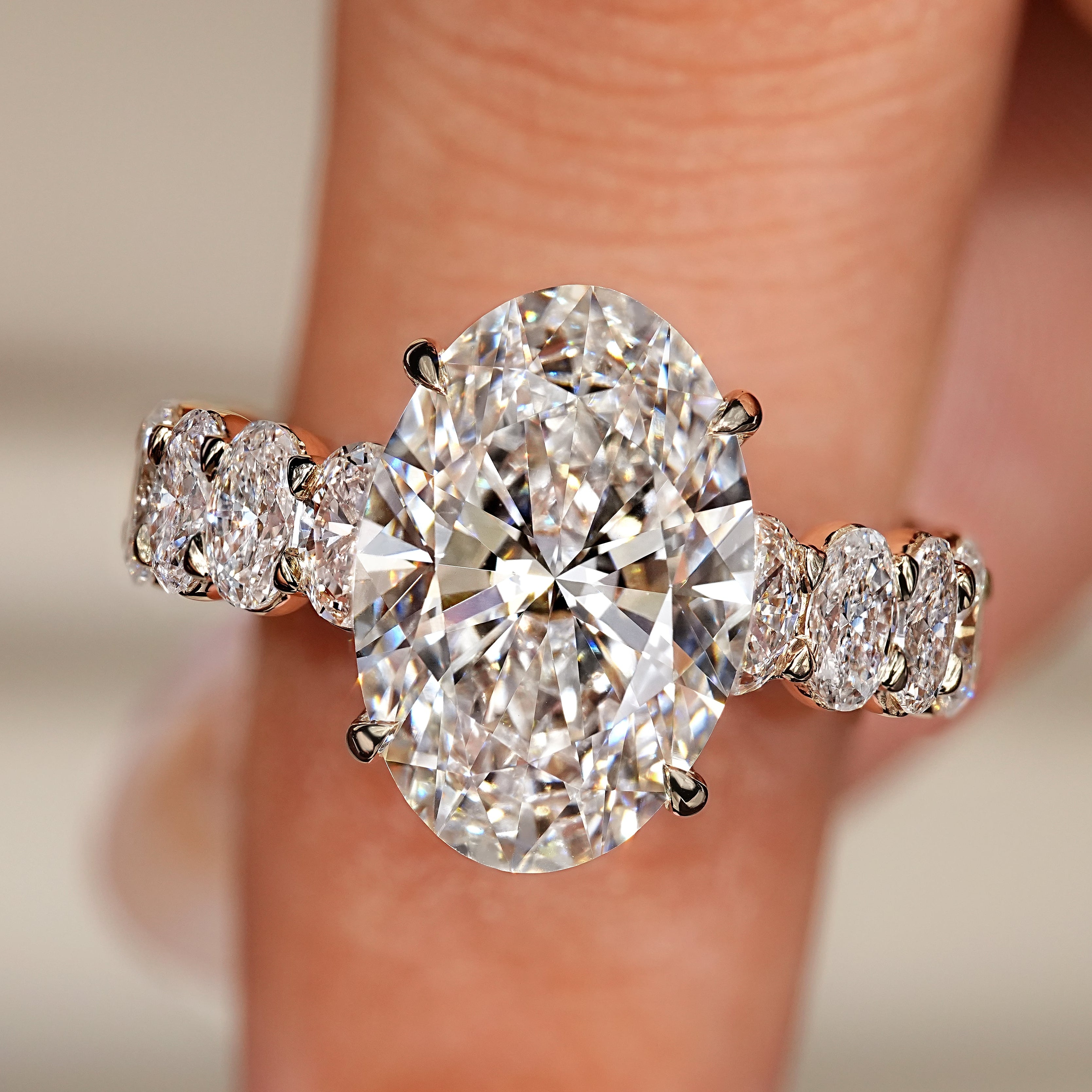 Oval Engagement Ring with Four Claw Prong Setting Main image