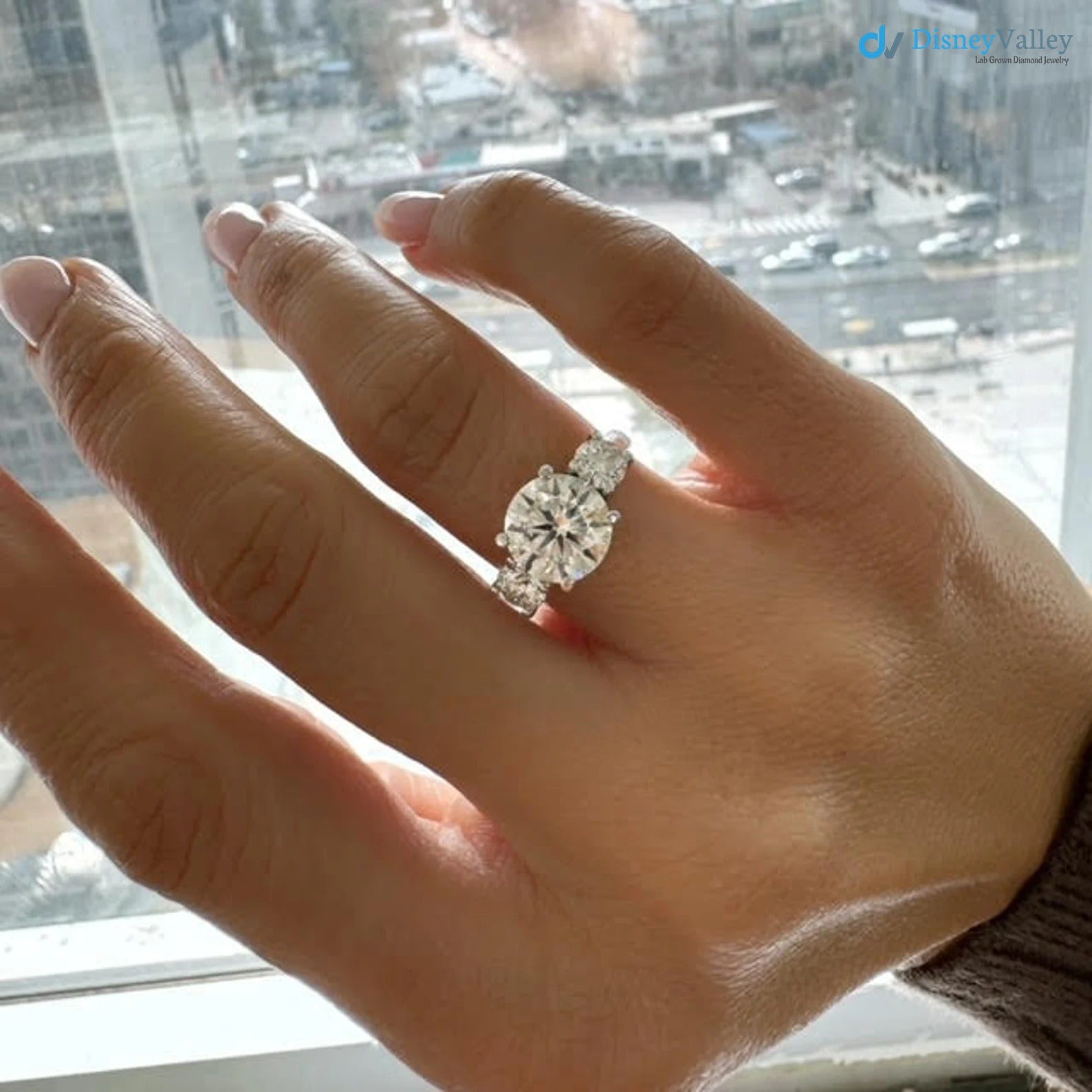 Big Breathtaking 3.5 Carat E/VS1 IGI Certified Diamond three stone Engagement Ring - DisneyValley 