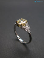 Cushion Yellow Diamond Unique Engagement Ring with Marquise Cut Diamond - DisneyValley 
