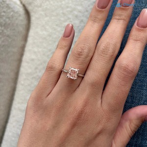 2 Carat Radiant Fancy Intense Pink Lab Grown Diamond Ring - DisneyValley 