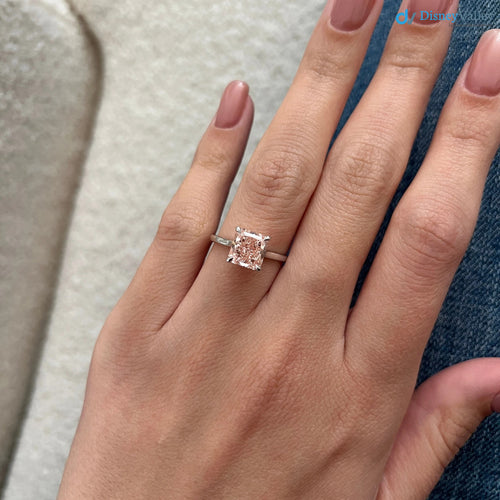 2 Carat Radiant Fancy Intense Pink Lab Grown Diamond Ring - DisneyValley 