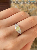 Cushion Yellow Diamond Unique Engagement Ring with Marquise Cut Diamond - DisneyValley 